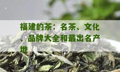 福建的茶：名茶、文化、品牌大全和最出名产地