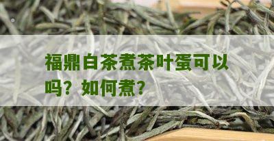 福鼎白茶煮茶叶蛋可以吗？如何煮？