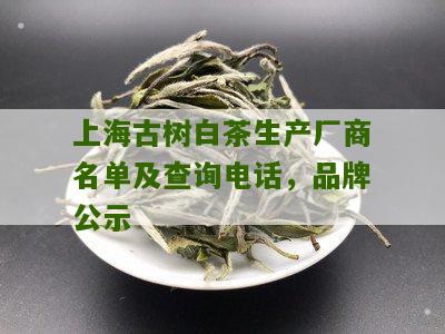 上海古树白茶生产厂商名单及查询电话，品牌公示