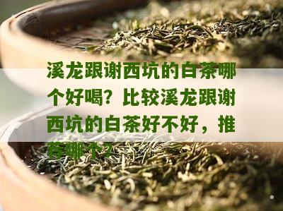 溪龙跟谢西坑的白茶哪个好喝？比较溪龙跟谢西坑的白茶好不好，推荐哪个？