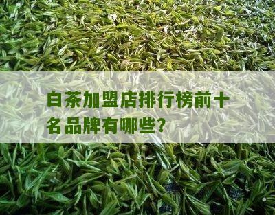 白茶加盟店排行榜前十名品牌有哪些？