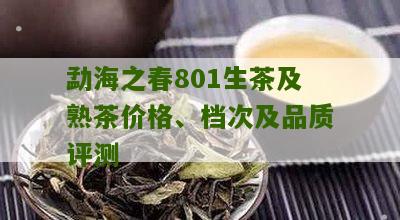 勐海之春801生茶及熟茶价格、档次及品质评测