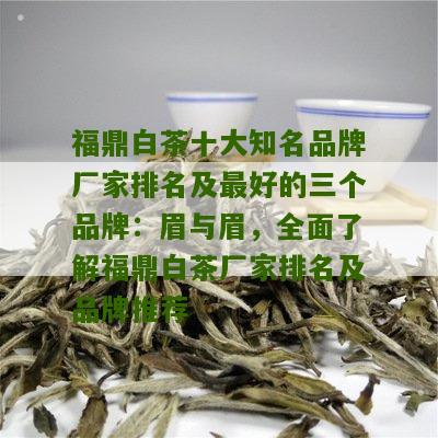 福鼎白茶十大知名品牌厂家排名及最好的三个品牌：眉与眉，全面了解福鼎白茶厂家排名及品牌推荐