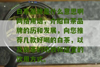 白茶品牌是什么意思啊网络用语，介绍白茶品牌的历和发展，向您推荐几款好喝的白茶，以及白茶的功效和适宜的饮用方式。