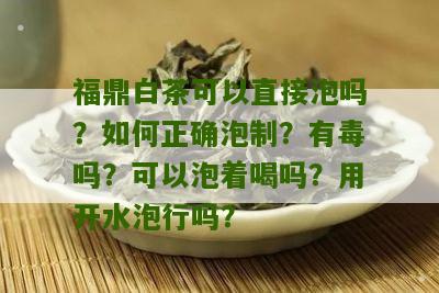 福鼎白茶可以直接泡吗？如何正确泡制？有毒吗？可以泡着喝吗？用开水泡行吗？