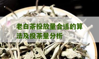 老白茶投放量合适的算法及投茶量分析