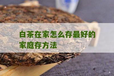 白茶在家怎么存最好的家庭存方法