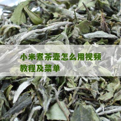 小米煮茶壶怎么用视频教程及菜单