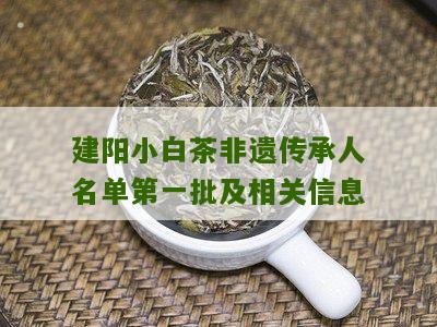 建阳小白茶非遗传承人名单第一批及相关信息