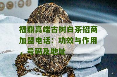 福鼎高端古树白茶招商加盟电话：功效与作用，号码及地址