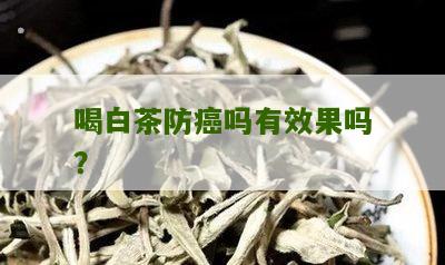 喝白茶防癌吗有效果吗？