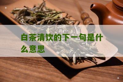 白茶清饮的下一句是什么意思