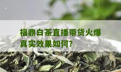 福鼎白茶直播带货火爆真实效果如何？