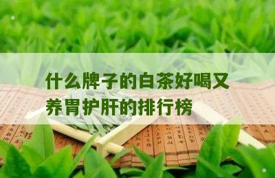 什么牌子的白茶好喝又养胃护肝的排行榜