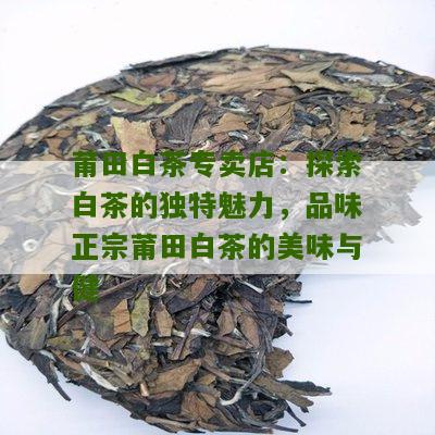 莆田白茶专卖店：探索白茶的独特魅力，品味正宗莆田白茶的美味与健