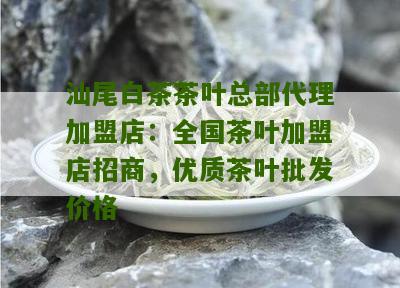 汕尾白茶茶叶总部代理加盟店：全国茶叶加盟店招商，优质茶叶批发价格