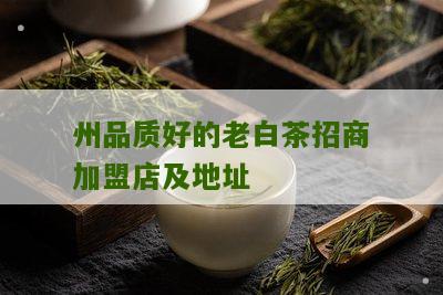 州品质好的老白茶招商加盟店及地址