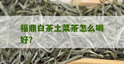 福鼎白茶土菜茶怎么喝好？