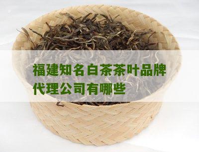 福建知名白茶茶叶品牌代理公司有哪些