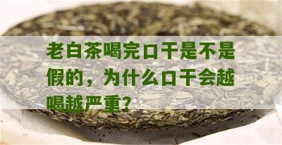 老白茶喝完口干是不是假的，为什么口干会越喝越严重？