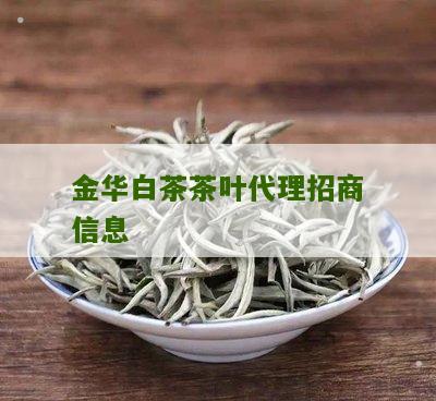 金华白茶茶叶代理招商信息