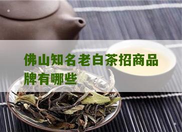 佛山知名老白茶招商品牌有哪些