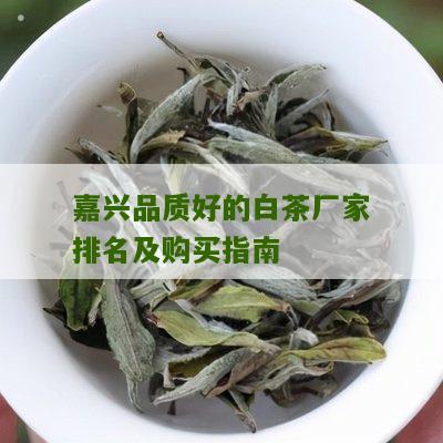 嘉兴品质好的白茶厂家排名及购买指南