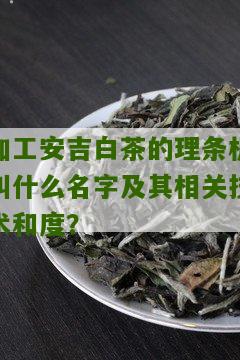 加工安吉白茶的理条机叫什么名字及其相关技术和度？