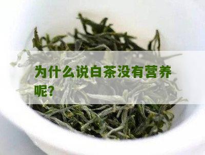 为什么说白茶没有营养呢？