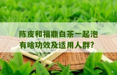 陈皮和福鼎白茶一起泡有啥功效及适用人群?