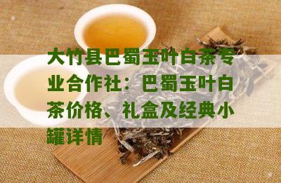 大竹县巴蜀玉叶白茶专业合作社：巴蜀玉叶白茶价格、礼盒及经典小罐详情