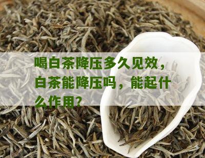 喝白茶降压多久见效，白茶能降压吗，能起什么作用？