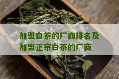 加盟白茶的厂商排名及加盟正宗白茶的厂商