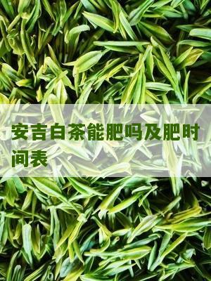 安吉白茶能肥吗及肥时间表